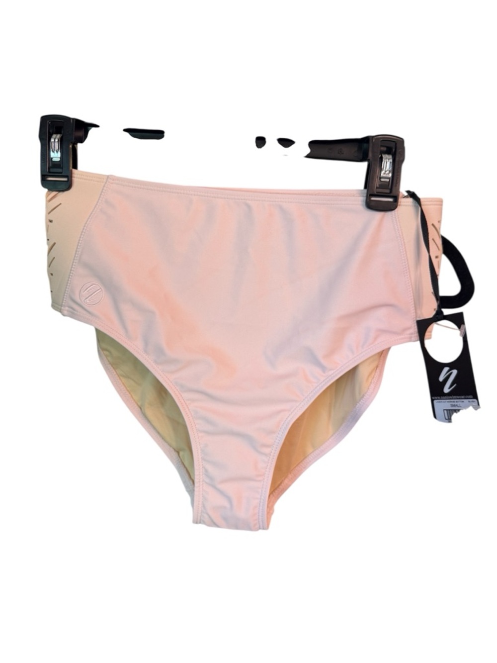 Nani Swimwear Blush Pink Laser Cut Mid Rise Bikini Bottom, size Small NWT